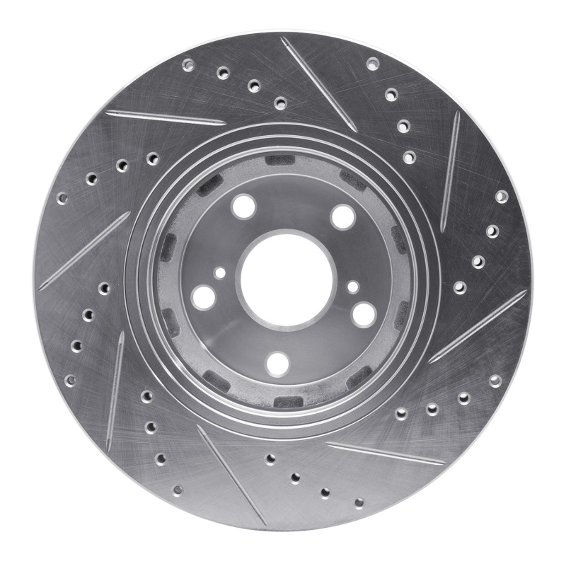 Toyota Venza Brake Rotor (1) - Front Left - R1 Concepts - Drilled & Slotted - Silver - `09-`15